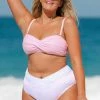 Hot Sale ✨ Cupshe Macaron Sky Molded Twist Front Bandeau and High Waist Plus Size 👙 Bikini Set ✨
