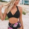 New 🔥 Cupshe Black Floral Halter High Waisted 👙 Bikini 🌟