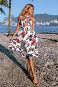 Top 10 🔔 Cupshe Kara Tropical Halter 👗 Dress 😍