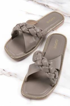 Cheap ⌛ Cupshe Plaite Braided Strap Slide Sandals ⌛
