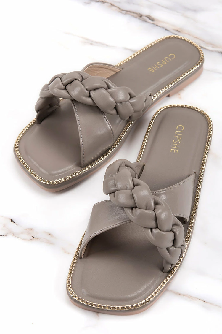 Cheap ⌛ Cupshe Plaite Braided Strap Slide Sandals ⌛ 1 Cheap ⌛ Cupshe Plaite Braided Strap Slide Sandals ⌛