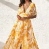 Best deal 🌟 Cupshe Selena Yellow Floral V-neck Midi 👗 Dress 🔔