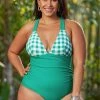 Hot Sale 🌟 Cupshe Daniella Gingham Criss Cross Plus Size One Piece 🩱 Swimsuit ✨