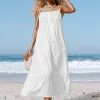 Best deal 🎁 Cupshe Nia White Ruching Backless Slip 👗 Dress 🔥