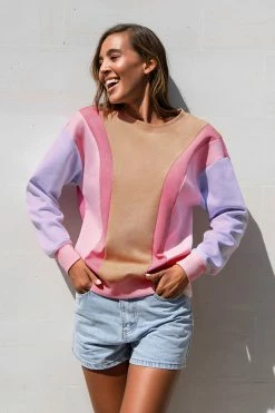 Best reviews of 🎉 Cupshe Lilac Sunset Color Block Long Sleeve Sweatshirt 🔔