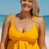 Discount 👏 Cupshe Karlee Yellow V-neck Ruffle Plus Size 👙 Bikini Top ⌛