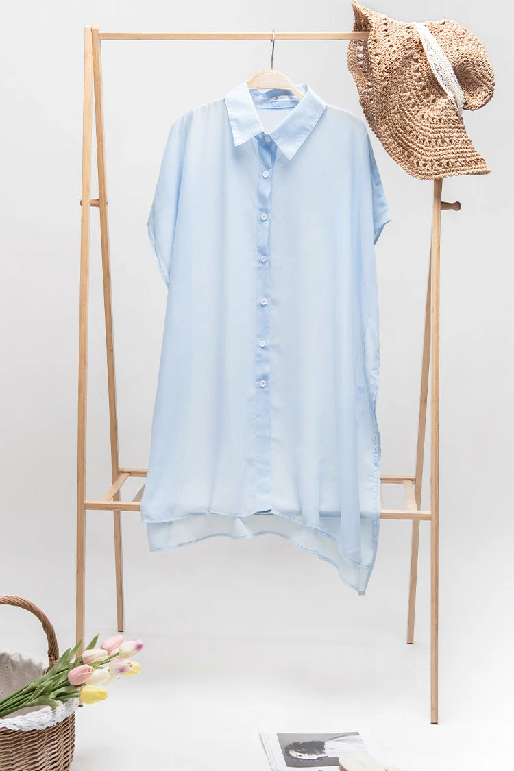 Cheap 🤩 Cupshe Ashtyn Blue Sheer Button-up Shirt Kimono 🛒 3 Cheap 🤩 Cupshe Ashtyn Blue Sheer Button-up Shirt Kimono 🛒 - Image 3