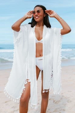 Buy ✔️ Cupshe Rosemary Tassel Trim Split Kimono 🌟