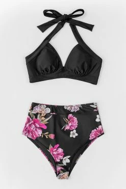 New 🔥 Cupshe Black Floral Halter High Waisted 👙 Bikini 🌟 -Cupshe Online Shop 1 1c3a35c0 eb82 40c6 820b 55f0f6c5912a