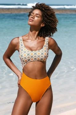 Best Sale 🛒 Cupshe Aurelia Ethnic Print Scoop Neck One Piece 🩱 Swimsuit ⌛