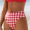 Hot Sale 🤩 Cupshe Catalina Red Gingham High Waisted 👙 Bikini Bottom ⌛