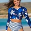 Flash Sale 🎉 Cupshe Mackenzie Floral And Striped Long Sleeve 👙 Bikini 🌟