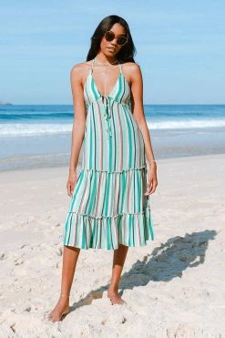 Top 10 π Cupshe Alondra Stripe Frill Halter Neck Elastic Waisted Slip π Dress π₯