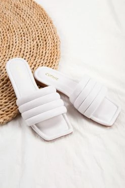 Best deal 🧨 Cupshe White Orchid Wide Band Square Toe Slide Sandals 🛒
