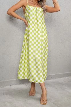 Top 10 ⭐ Cupshe Jazmyne Yellow Checkered Backless Slip 👗 Dress 🧨