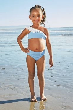 Flash Sale 👏 Cupshe Sarai Blue One Shoulder Ruffled 👙 Bikini For Toddler Girls And Girls 😍