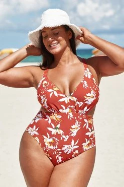 Wholesale π Cupshe Jasmin Floral Cut Out Plus Size One Piece π©± Swimsuit π