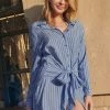 Buy 🌟 Cupshe Hillary Stripe Tie Front Shirt 👗 Dress 🤩