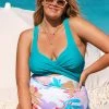Promo 😀 Cupshe Mult Spring Molded Twist Front Plus Size One Piece 🩱 Swimsuit ✔️