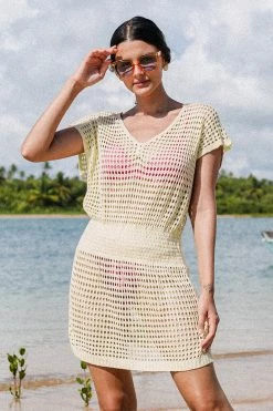 Cheap 🎉 Cupshe Sonora V-neck Elastic Waist Crochet Cover Up 👍