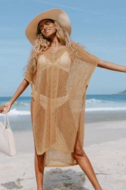 Best Sale ✔️ Cupshe Rosalyn Orange Hollow Out Split Cover Up ✔️