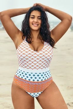 Promo 🎉 Cupshe Fish Scales Printed Plus Size One Piece 🩱 Swimsuit 😀