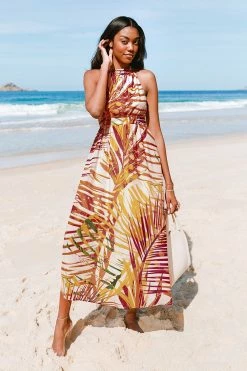 Best Pirce 💯 Cupshe Annabella Yellow Tropical Plants 👗 Dress ✔️