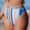 Coupon ✨ Cupshe Waterfront Stripe Strappy High Waist Cheeky 👙 Bikini Bottom 🎁