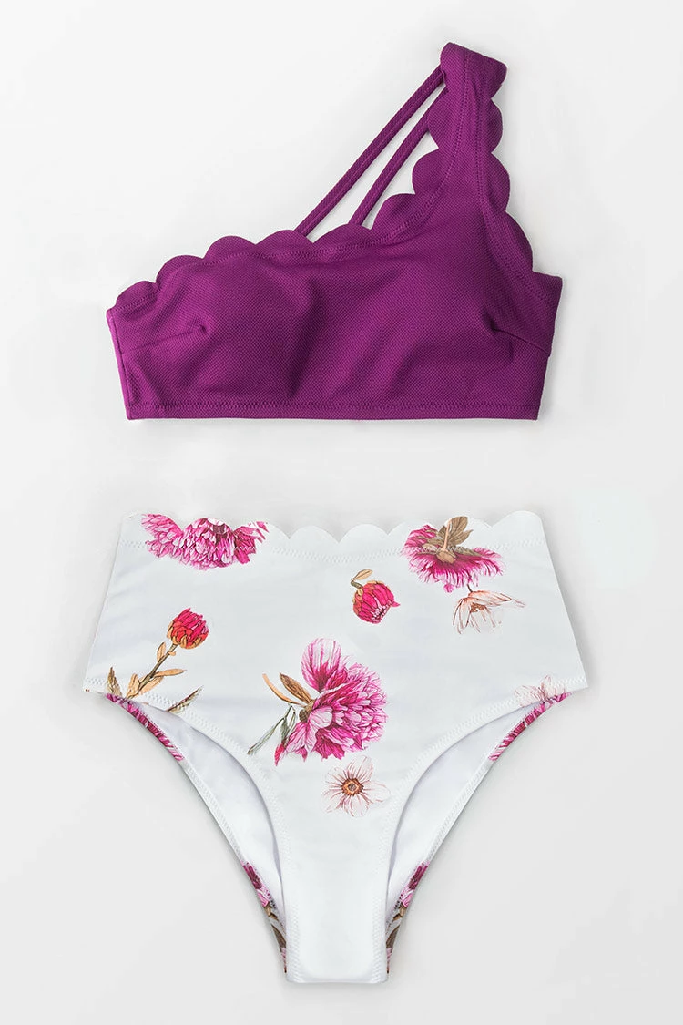 Promo π Cupshe Purple And Floral One Shoulder Scalloped π Bikini π€© 3 Promo π Cupshe Purple And Floral One Shoulder Scalloped π Bikini π€© - Image 3