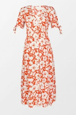 New 😍 Cupshe Kayley V-neck Tie Fitted Waisted Bubble Sleeve A-Shape 👗 Dress 🧨