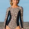 Cheap 🎉 Cupshe Kataleya Leopard Long Sleeve One Piece 🩱 Swimsuit 🎉