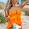 Top 10 ✔️ Cupshe Orange Ruffle Tankini with Printed Bottom 🔔