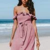 Promo 🌟 Cupshe Mila Off Shoulder Ruffle Tea Length 👗 Dress 🔥