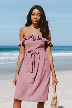 Promo 🌟 Cupshe Mila Off Shoulder Ruffle Tea Length 👗 Dress 🔥