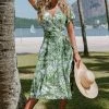 Buy 🔔 Cupshe Ali Tropical Wrap Tie Waist 👗 Dress ✔️