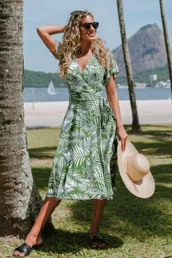 Buy 🔔 Cupshe Ali Tropical Wrap Tie Waist 👗 Dress ✔️