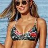 Cheap 😍 Cupshe Red Floral V-Neck 👙 Bikini Top 🎁