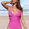Wholesale 🎉 Cupshe Seaside Holiday Double Straps Side Shirred One Piece 🩱 Swimsuit 👏