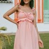 Promo 👏 Cupshe Noelle Short Tie Frill Pink A-Shape 👗 Dress 🧨