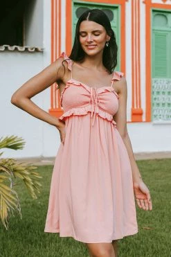 Promo π Cupshe Noelle Short Tie Frill Pink A-Shape π Dress π§¨