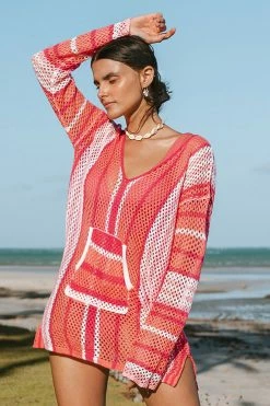 Cheapest 🎁 Cupshe Fernandina Stripe Crochet V-neck Cover Up 🎁