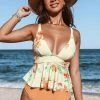 Flash Sale 👏 Cupshe Relaxing Flowers Peplum Cropped Tankini and Classic Hipster Set ✨