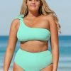 Cheapest 👍 Cupshe Spring Bloom Faux Tie One Shoulder Bralette and High Waist Plus Size 👙 Bikini Set 👏