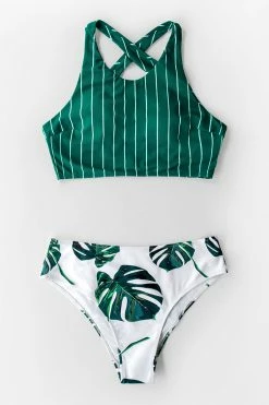 Brand new 🔔 Cupshe Teal Stripe and Leaves Print 👙 Bikini 🤩 -Cupshe Online Shop 1 40d92aec e88c 4a26 bb86 5b7762bb2ab5