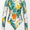 Cheapest 🌟 Cupshe Erica Floral And Tropical Long Sleeve One Piece 🩱 Swimsuit ❤️