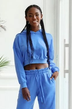 Wholesale 🧨 Cupshe Barcelona Royal Blue Ruched Crop Hoodie 🔥