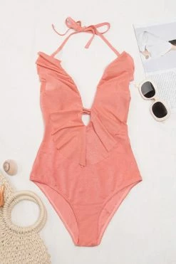 Budget 👏 Cupshe Noelia Pink Halter Plunge Ruffle One Piece 🩱 Swimsuit 👍 -Cupshe Online Shop 1 4 4e62a303 d7b6 4b27 95cb 6bc20bf113b0