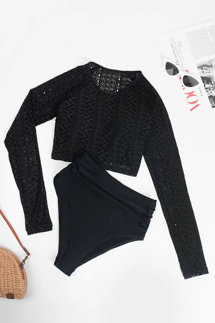 Cheapest 😀 Cupshe Royalty Black Ruched Long Sleeve Tankini ❤️ 3 Cheapest 😀 Cupshe Royalty Black Ruched Long Sleeve Tankini ❤️ - Image 3