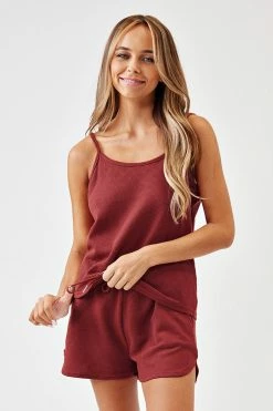 Coupon 😀 Cupshe Chocolate love Red Cami Top And Drawstring Shorts Set ⭐