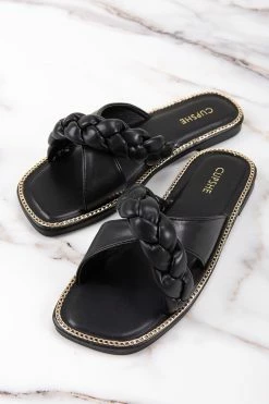 Best reviews of 🎁 Cupshe Athens Black Braid Crisscross Strap Slide Sandals ✔️